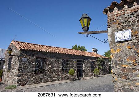 Stock Image - Calle De Solis And Calle San Pedro, Colonia, Uruguay. Fotosearch