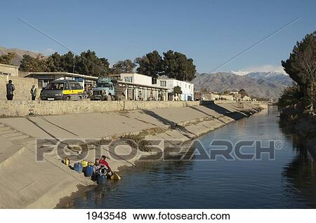 Stock Photo - Canal In Charikar, Parwan Province, Afghanistan. Fotosearch