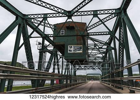 Stock Photograph - Canso Canal Bridge; Port Hastings, Nova Scotia, Canada. Fotosearch