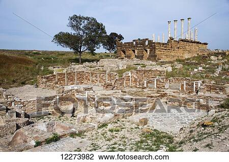 Stock Image - Capitoline Temple; Thuburbo Majus, Tunisia. Fotosearch