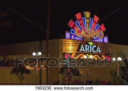 Stock Photograph - Casino At Night In Arica, Arica And Parinacota Region, Chile. Fotosearch
