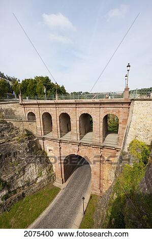 Castle Bridge By The Bock Casemates, Luxembourg View Large Photo Image Stock Image - Castle Bridge By The Bock Casemates, Luxembourg. Fotosearch
