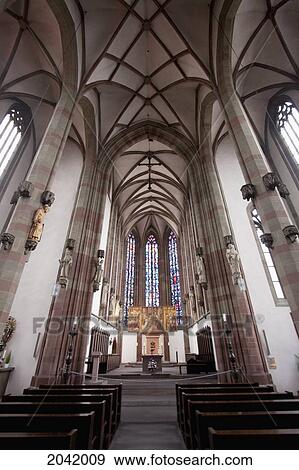 Stock Photo - Central Nave And Main Altarpiece With Paintings From 1514 In The Church Of Our Lady, Wurzburg, Bavaria, Germany. Fotosearch