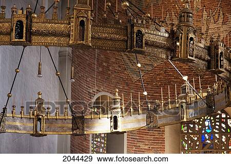 Stock Photo - Chandelier In The Form Of A Wheel Inside St. Mary's Cathedral, Hildesheim, Lower Saxony, Germany. Fotosearch