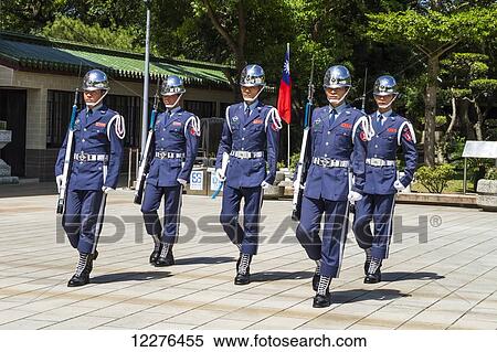Stock Photography - Changing of the Guard at the National Revolutionary Martyrs' Shrine; Taipei, Taiwan. Fotosearch