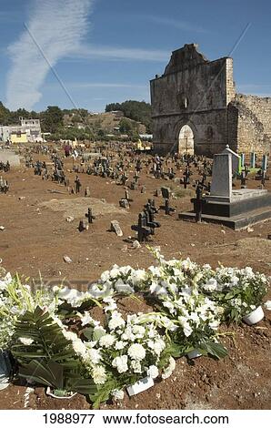 Stock Photo - Chapel In The Cemetery Of San Juan Chamula, Chiapas, Mexico. Fotosearch