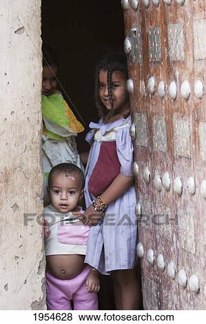 Stock Photo - Children at the door, Timbuktu, Mali. Fotosearch