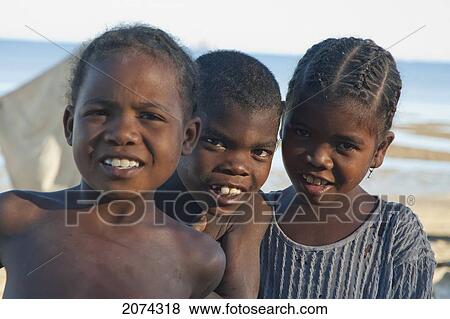 Stock Photo - Children In Mangily, Toliara Province, Madagascar. Fotosearch