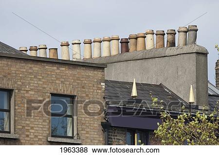 Chimneys On The Roof, Dublin, Ireland View Large Photo Image Stock Photo - Chimneys On The Roof, Dublin, Ireland. Fotosearch