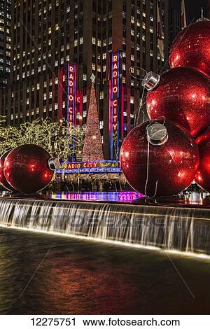 Christmas decorations near Radio City Music Hall; New York, New York, United States of America View Large Photo Image Stock Image - Christmas decorations near Radio City Music Hall; New York, New York, United States of America. Fotosearch