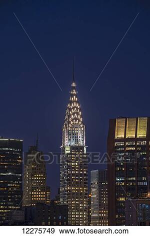 Stock Photo - Chrysler Building at twilight; New York City, New York, United States of America. Fotosearch