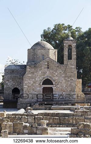 Church building with bell tower with ruins in the foreground; Paphos, Cyprus View Large Photo Image Stock Photo - Church building with bell tower with ruins in the foreground; Paphos, Cyprus. Fotosearch