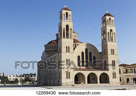 Church building with two bell towers; Paphos, Cyprus View Large Photo Image Stock Image - Church building with two bell towers; Paphos, Cyprus. Fotosearch