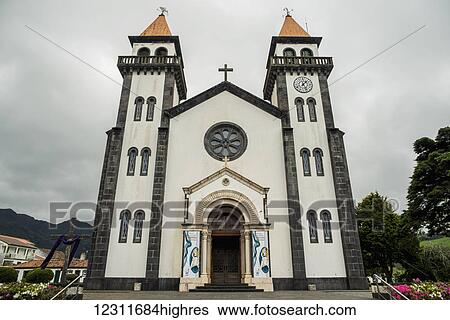 Stock Photograph - Church of Santa Ana; Furnas, Sao Miguel, Azores, Portugal. Fotosearch