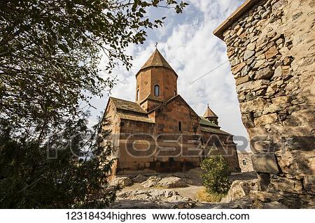 Stock Photograph - Church of the Holy Mother of God (Surb Astvatzatzin) at Khor Virap Monastery; Ararat Province, Armenia. Fotosearch