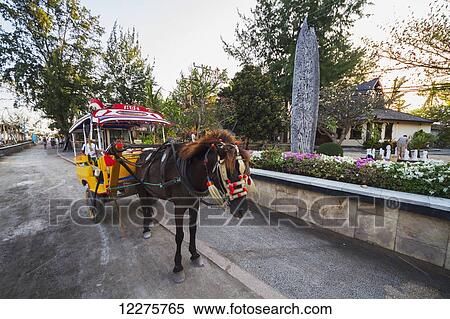 Stock Photography - Cidomo, a horse-drawn carriage, Gili Trawangan, West Nusa Tenggara, Indonesia. Fotosearch