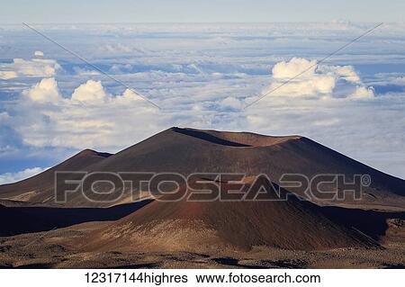 Cinder cones and calderas from ancient lava eruptions atop 4200 meter Mauna Kea, tallest mountain in Hawaii; Island of Hawaii, Hawaii, United States of America View Large Photo Image Stock Photograph - Cinder cones and calderas from ancient lava eruptions atop 4200 meter Mauna Kea, tallest mountain in Hawaii; Island of Hawaii, Hawaii, United States of America. Fotosearch