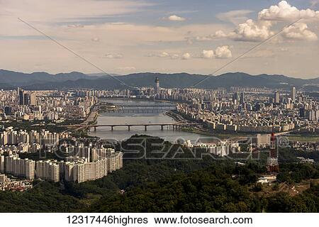 Stock Photograph - Cityscape of Seoul; Seoul, South Korea. Fotosearch