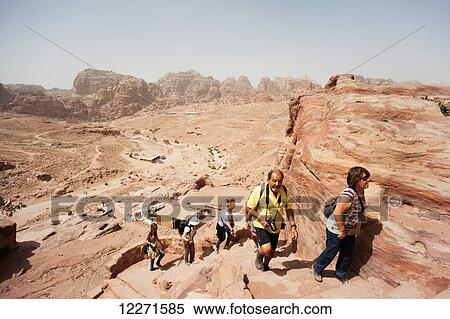 Climbing up to the Royal tombs; Petra, Jordan View Large Photo Image Stock Photography - Climbing up to the Royal tombs; Petra, Jordan. Fotosearch