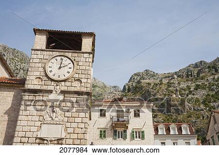Clock Tower, Kotor, Monte View Large Photo Image Picture - Clock Tower, Kotor, Monte. Fotosearch