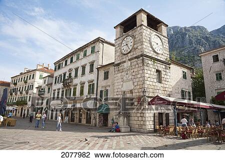 Clock Tower, Kotor, Monte View Large Photo Image Stock Image - Clock Tower, Kotor, Monte. Fotosearch