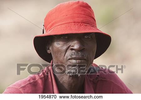 Stock Image - Close-up of a Dogon man in Tireli, Mali. Fotosearch
