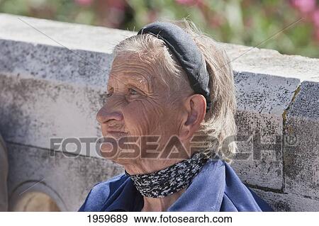 Stock Photo - Close-Up Of An Elderly Woman, Dubrovnik, Dubrovnik-Neretva, Croatia. Fotosearch