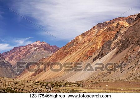 Stock Photograph - Colourful desert valley in the Andes; Argentina. Fotosearch