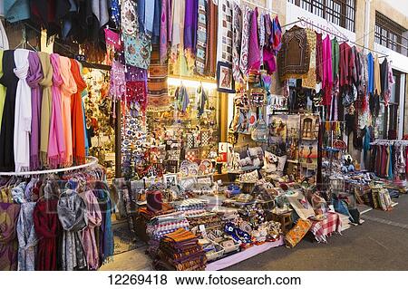 Stock Photo - Colourful souvenirs on display; Paphos, Cyprus. Fotosearch