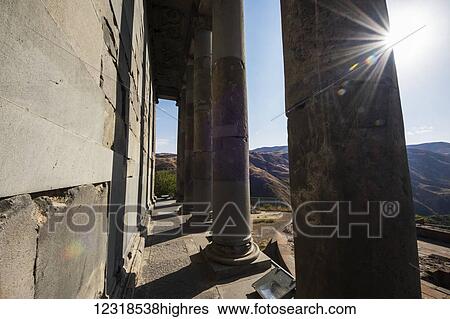 Stock Photograph - Columns of the Temple of Garni, Azat Valley; Garni, Kotayk Province, Armenia. Fotosearch