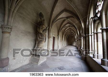 Stock Image - Corridor In The Cloister Of St. Peter's Cathedral, Trier, Rhineland-Palatinate, Germany. Fotosearch