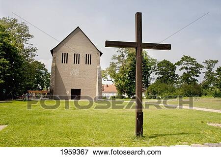 Cross And Remains Of The Abbey Church In Lorsch, Germany View Large Photo Image Stock Photo - Cross And Remains Of The Abbey Church In Lorsch, Germany. Fotosearch