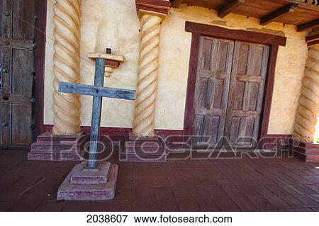 Stock Photo - Cross By The Entrance Of The Jesuit Mission Of Santa Ana De Velasco, Santa Cruz Department, Bolivia. Fotosearch