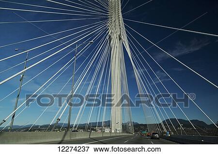 Stock Photo - Crossing the Port Mann Bridge from Surrey to Coquitlam; British Columbia, Canada. Fotosearch