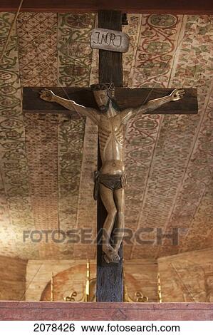 Stock Photograph - Crucifix At The Interior Of The Wooden Church Of St. Leonard, Lipnica Murowana, Malopolska, Poland. Fotosearch