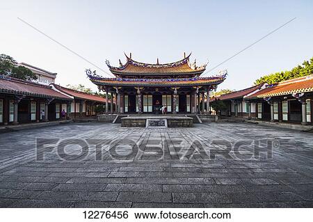 Stock Photograph - Dacheng Hall in the Confucius Temple; Taipei, Taiwan. Fotosearch