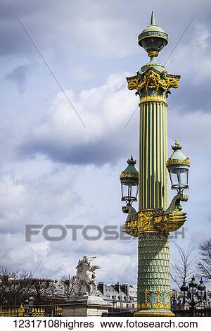 Decorative lamp posts in Place de la Concorde; Paris, France View Large Photo Image Stock Photograph - Decorative lamp posts in Place de la Concorde; Paris, France. Fotosearch