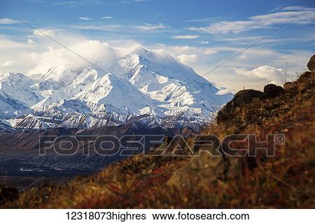 Stock Photograph - Denali as seen from Thorofare Ridge trail, Denali National Park; Alaska, United States of America. Fotosearch