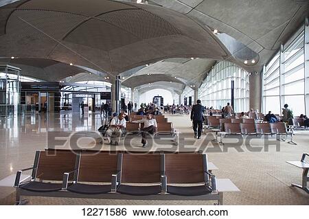 Stock Photograph - Departure lounge, new Amman International Airport; Amman, Jordan. Fotosearch