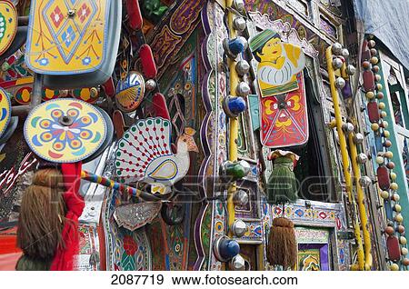 Stock Photo - Detail Of A Decorated Pakistani Truck, Subri, Azad Kashmir, Pakistan. Fotosearch