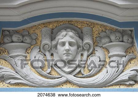 Stock Photo - Detail Of An Art Nouveau Building, Riga, Latvia. Fotosearch