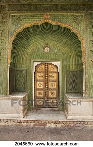 Detail Of An Entrance Gate To The Chandra Mahal At The City Palace, Jaipur, Rajasthan, India View Large Photo Image Stock Image - Detail Of An Entrance Gate To The Chandra Mahal At The City Palace, Jaipur, Rajasthan, India. Fotosearch