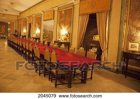 Dining Hall At The Jay Vilas Palace, Gwalior, Madhya Pradesh, India View Large Photo Image Stock Photo - Dining Hall At The Jay Vilas Palace, Gwalior, Madhya Pradesh, India. Fotosearch