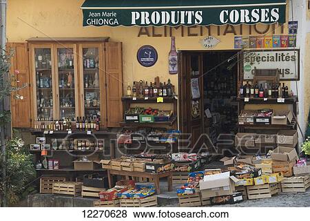 Display of Corsican products for sale; Corte, Haute-corse, Corsica, France View Large Photo Image Stock Photo - Display of Corsican products for sale; Corte, Haute-corse, Corsica, France. Fotosearch