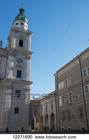 Stock Image - Domplatz and Cathedral; Salzburg, Austria. Fotosearch
