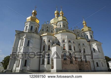 Stock Image - Dormition Cathedral at the Pechersk Lavra (Caves Monastery); Kiev, Ukraine. Fotosearch