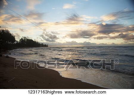 Stock Photograph - Early morning, Wailea Beach; Wailea, Kauai, Hawaii, United States of America. Fotosearch