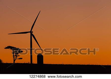 Stock Photo - Elk Wind Energy Farm at sunrise, near Edgewood; Iowa, United States of America. Fotosearch