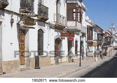 Enclosed Balconies On Houses Along Calle Bustillos, Sucre, Chuquisaca Department, Bolivia View Large Photo Image Stock Image - Enclosed Balconies On Houses Along Calle Bustillos, Sucre, Chuquisaca Department, Bolivia. Fotosearch