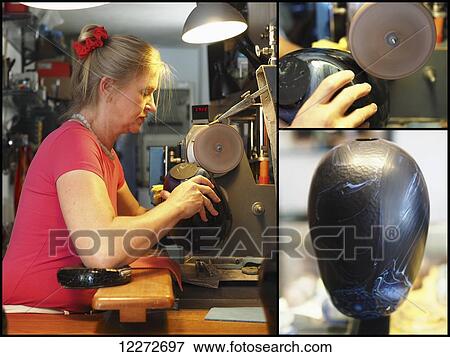 Stock Photo - Engraved glasswork of Amy West and Luigi Camozzo, of the famous glasswork; Island of Murano, Venice, Italy. Fotosearch
